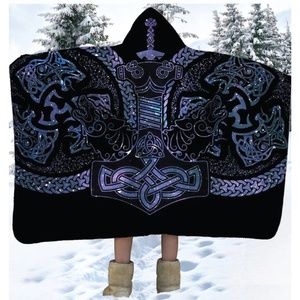 Mt.Logan Hammer of God Hand Crafted Super Soft Sherpa Micro Fiber Hooded Blanket